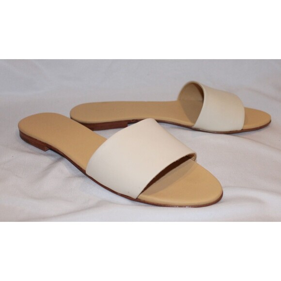 Nisolo ISLA Slide Sandals Flat Leather Women's BONE 10 NWOB $138 - Picture 1 of 5